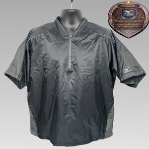 Mizuno Teamwear Protect Batting Jacket Mens M Black 1/4 Zip SS Impermalite NWT